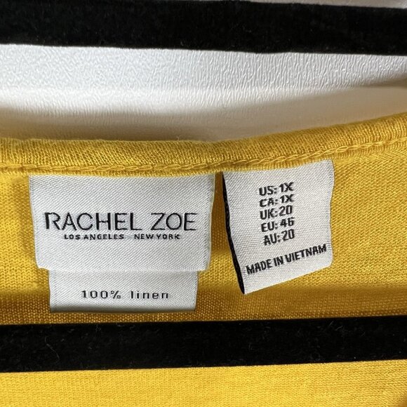 Rachel Zoe Shirt Women's Sz 1X Yellow Flutter Sleeve 100% Linen Casual Adult Top - Picture 4 of 9